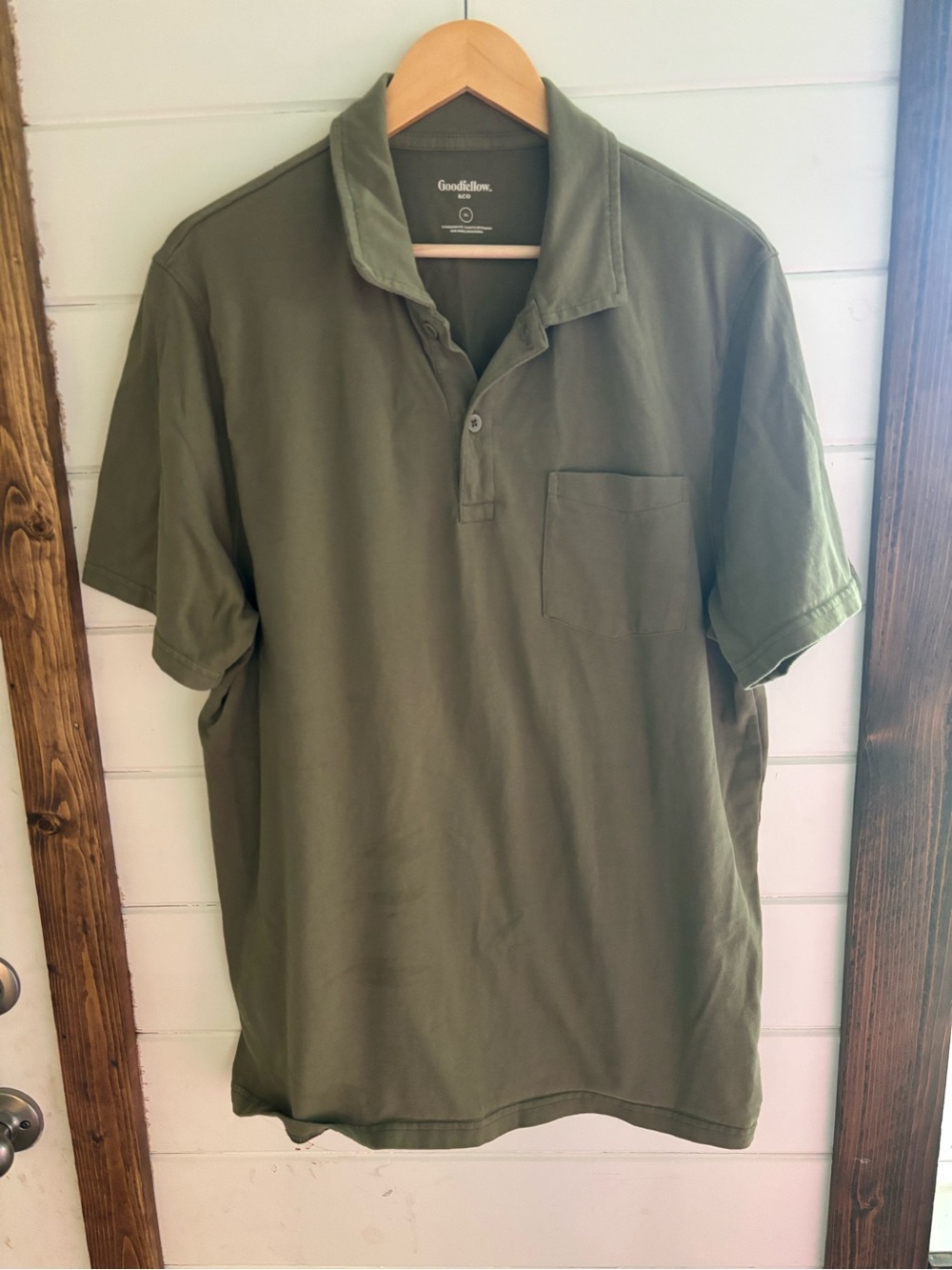 Goodfellow & Co Olive Green Short-Sleeve Polo Shirt 100% Cotton